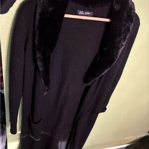 Love Tree Black Cardigan with Faux Fur